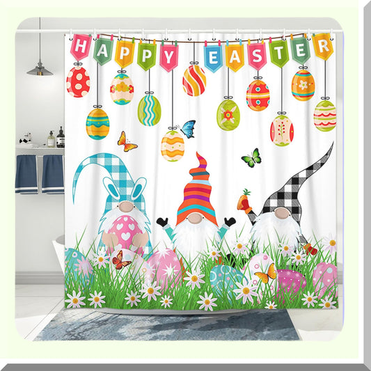 Farmhouse Gnome Rabbit Ear Shower Curtain Set