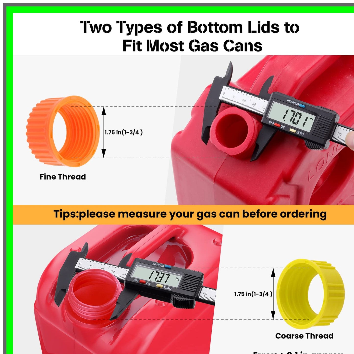 Gas Can Spout Replacement Kit with Nozzle, Caps, and Vent Accessories