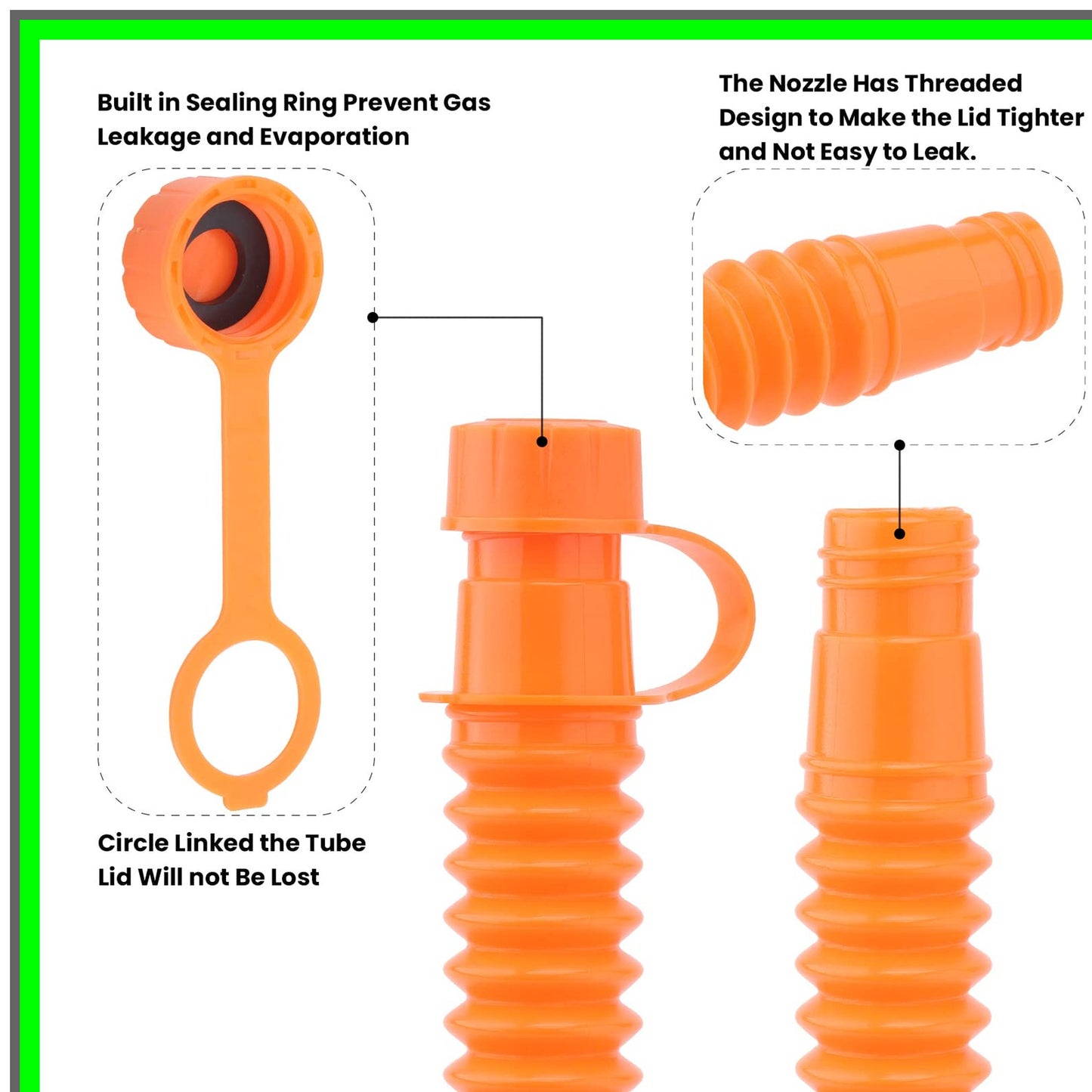 Gas Can Spout Replacement Kit with Nozzle, Caps, and Vent Accessories