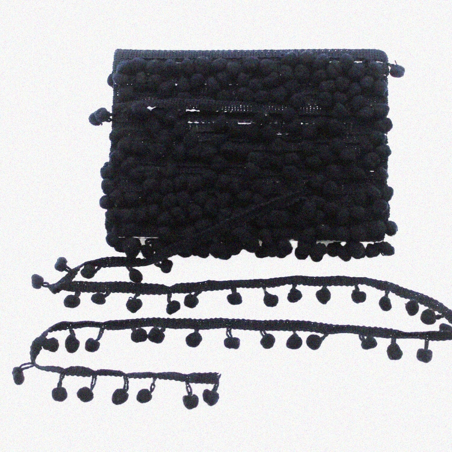 20Yards Black Mini Pom Pom Fringe Ribbon