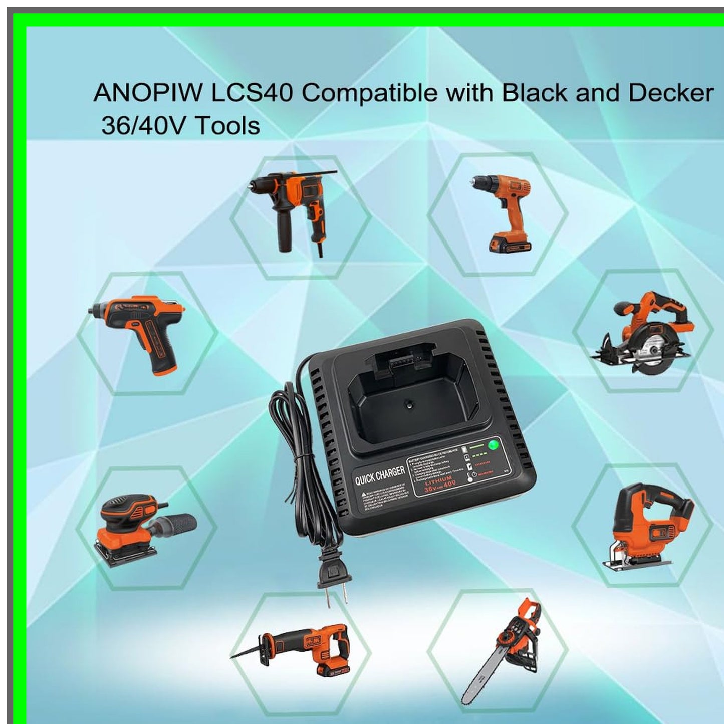 40V Lithium Battery Charger for Black and Decker LCS36 LCS40 Compatibility