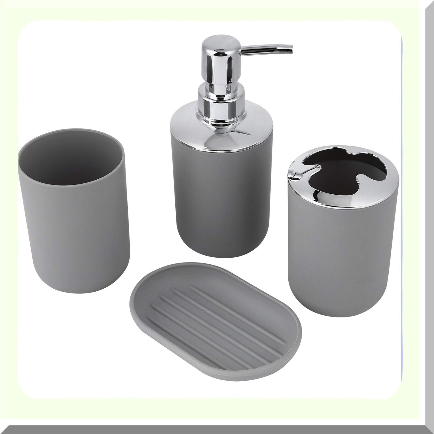 4-Piece Bathroom Accessories Set Grey