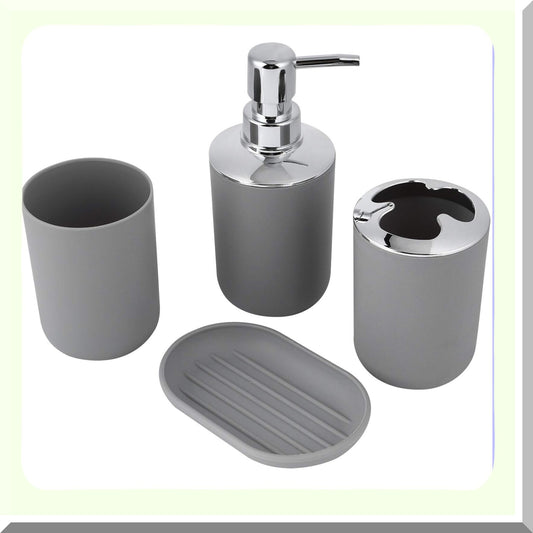 4-Piece Bathroom Accessories Set Grey