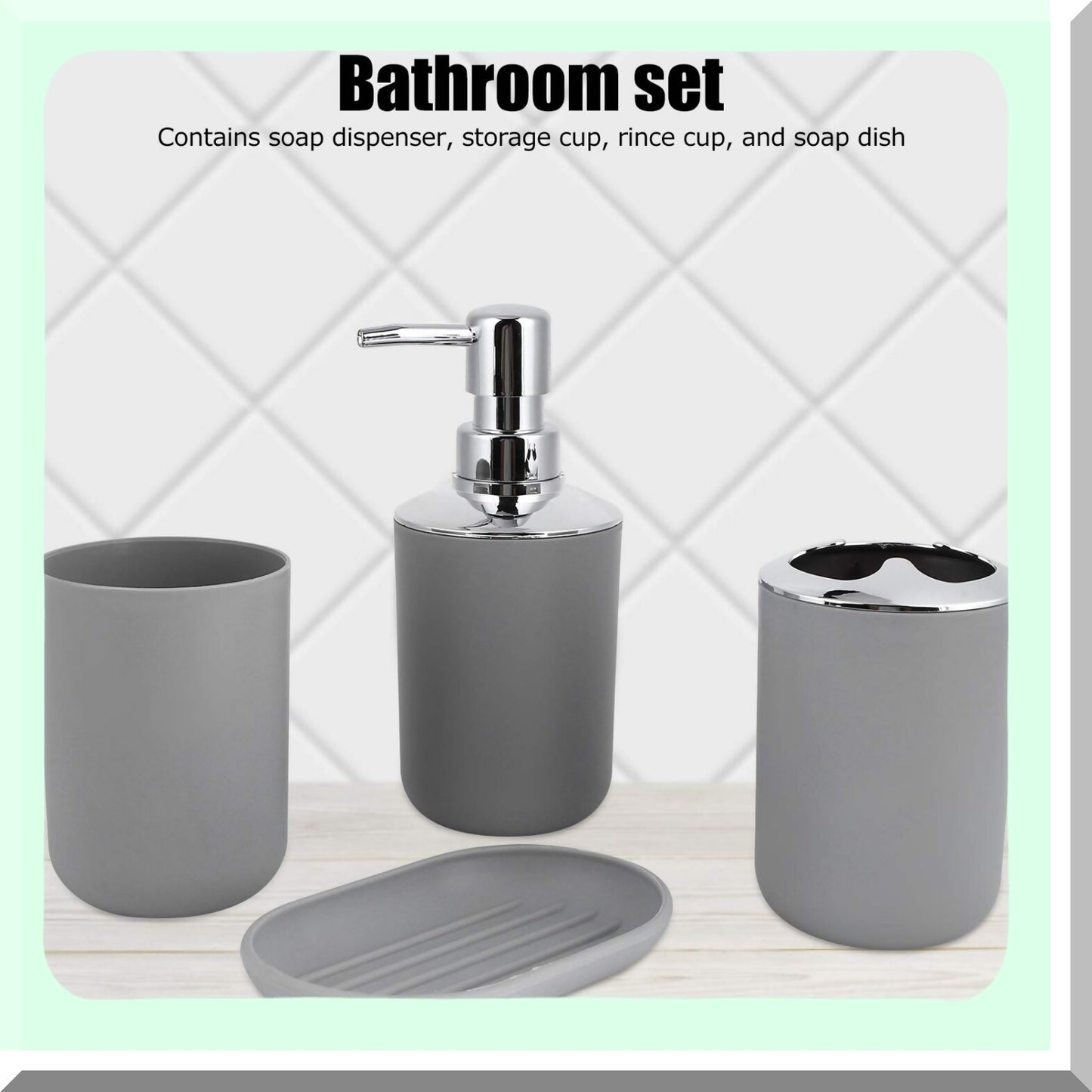 4-Piece Bathroom Accessories Set Grey