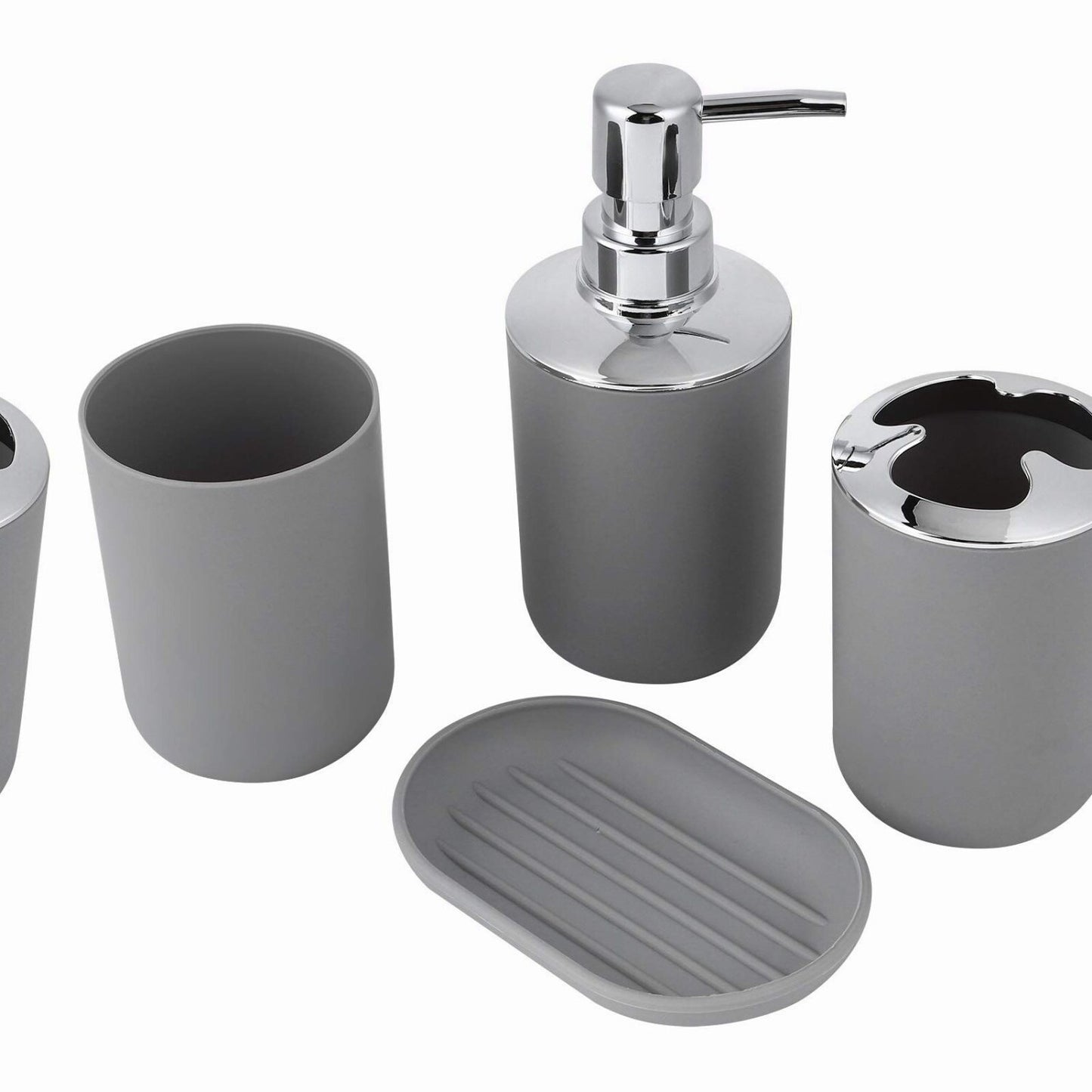 4-Piece Bathroom Accessories Set Grey