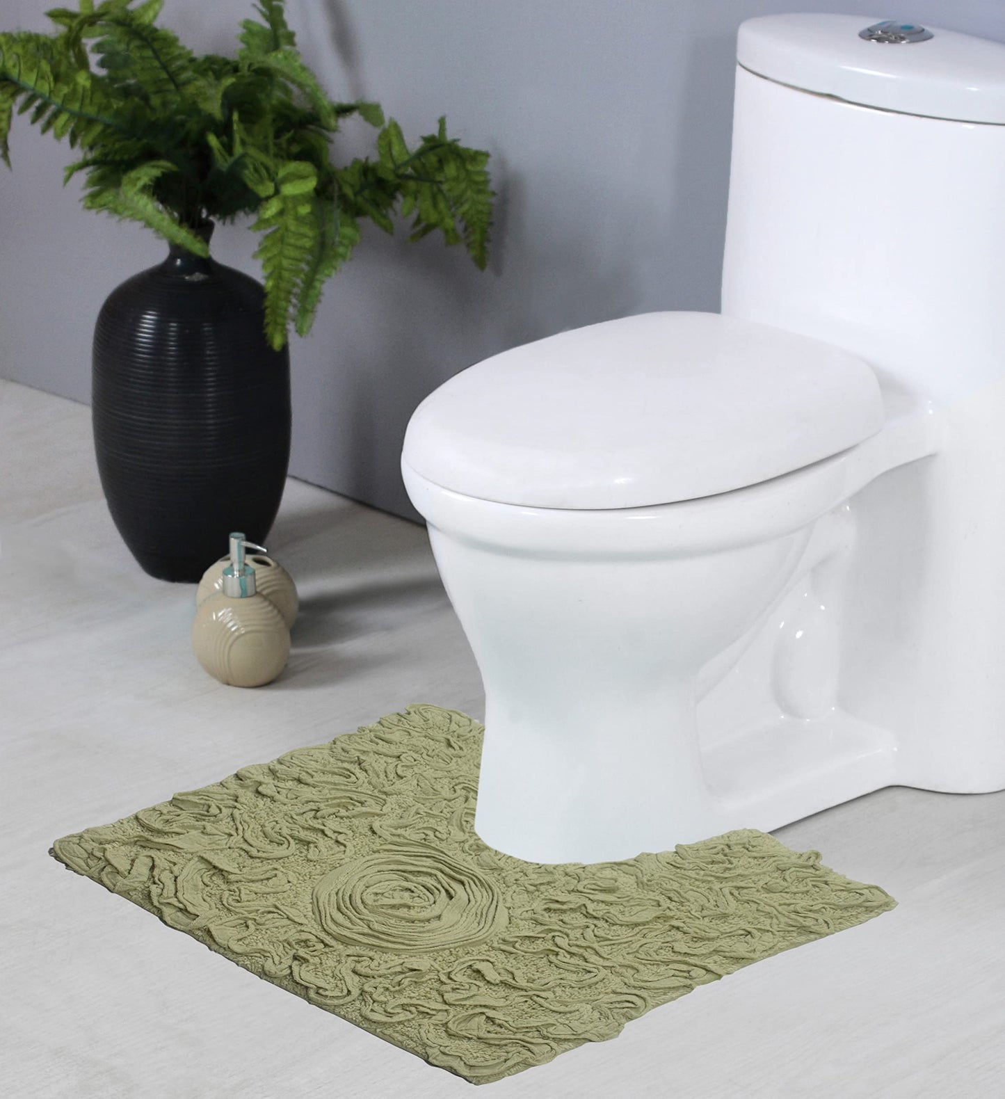 20"x20" Green Cotton Tufted Bath Rug