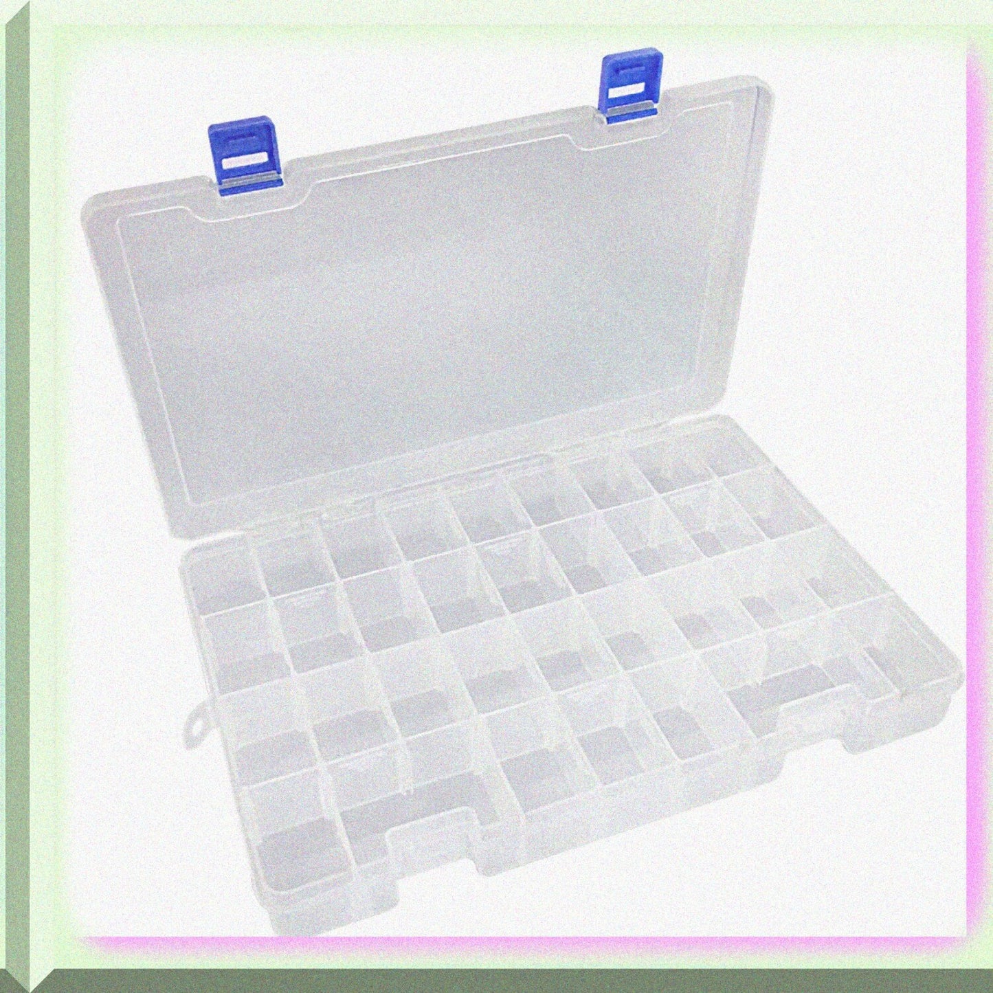 Plastic Compartment Box with 34 Adjustable Dividers, Clear