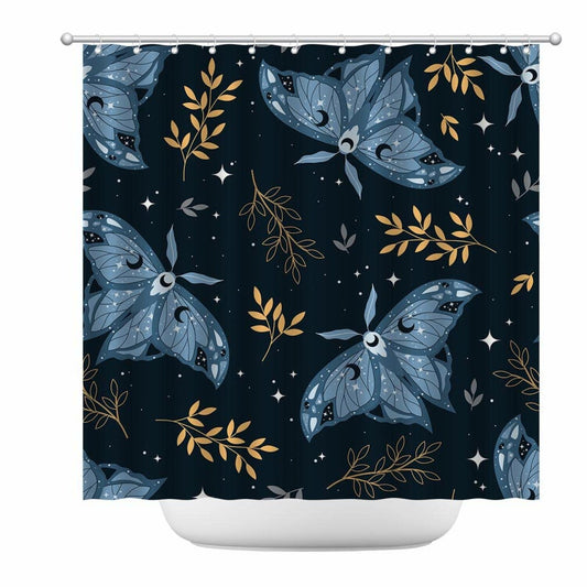 Luna Moth Shower Curtain Black 70.8x70.8 Inch