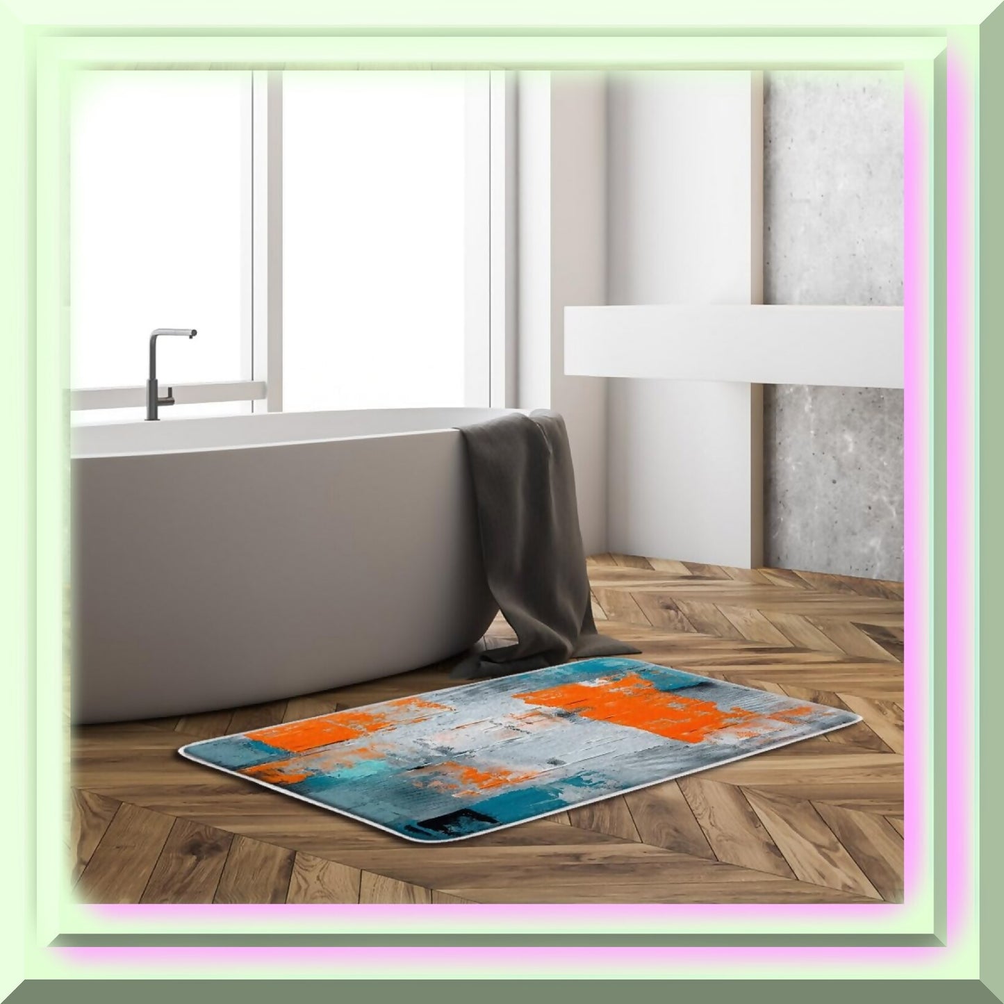 Abstract Brushstrokes Bath Mat 17.8x29.5 Inch