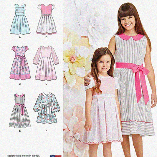 Girl's Dress Sewing Patterns Sizes 7-14
