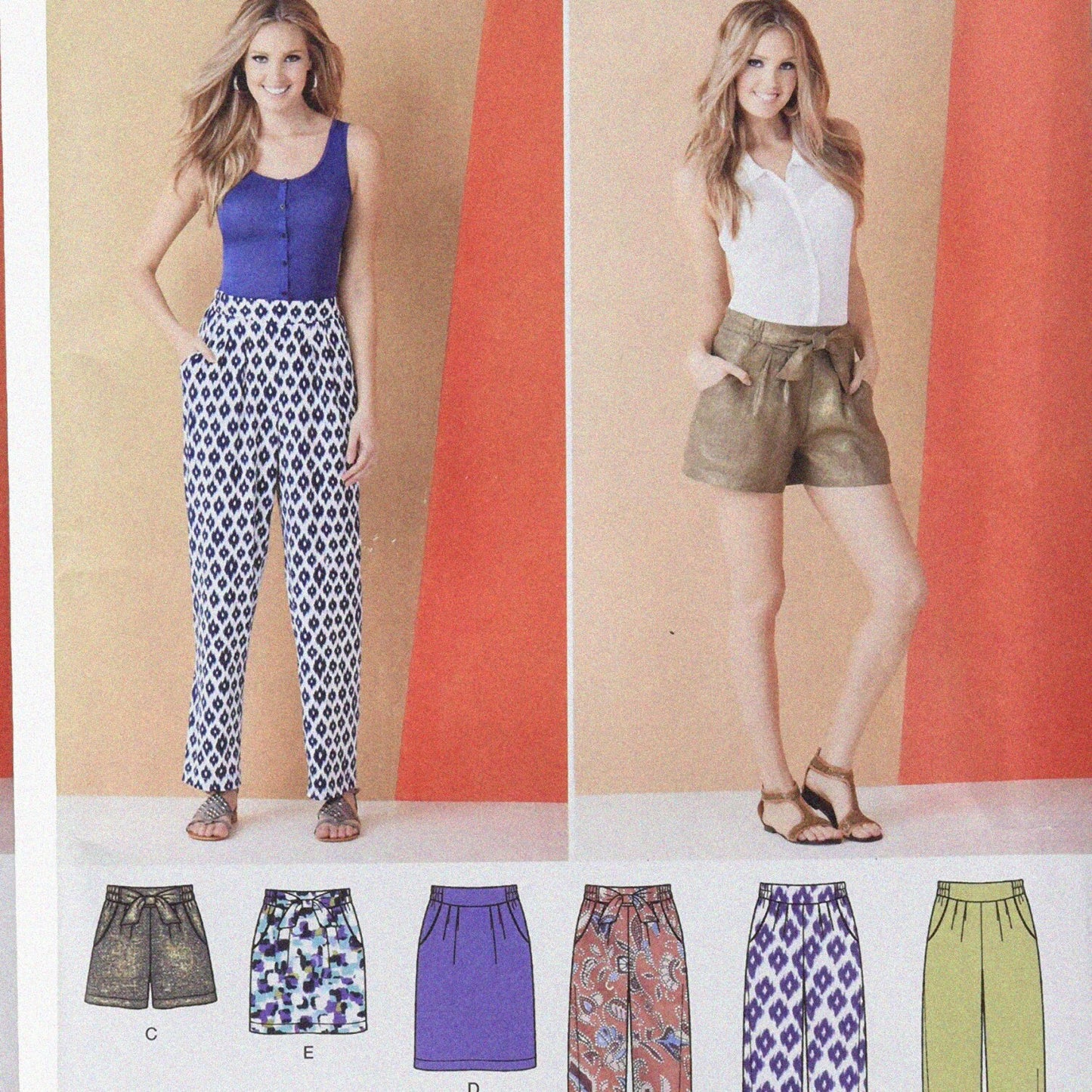 Women's Pants Shorts Skirt Sewing Pattern Kit 16-24