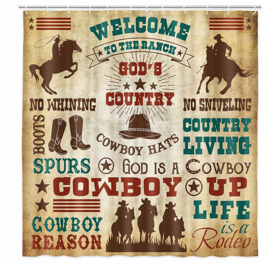Wild West Southwestern Fabric Shower Curtain with Hooks