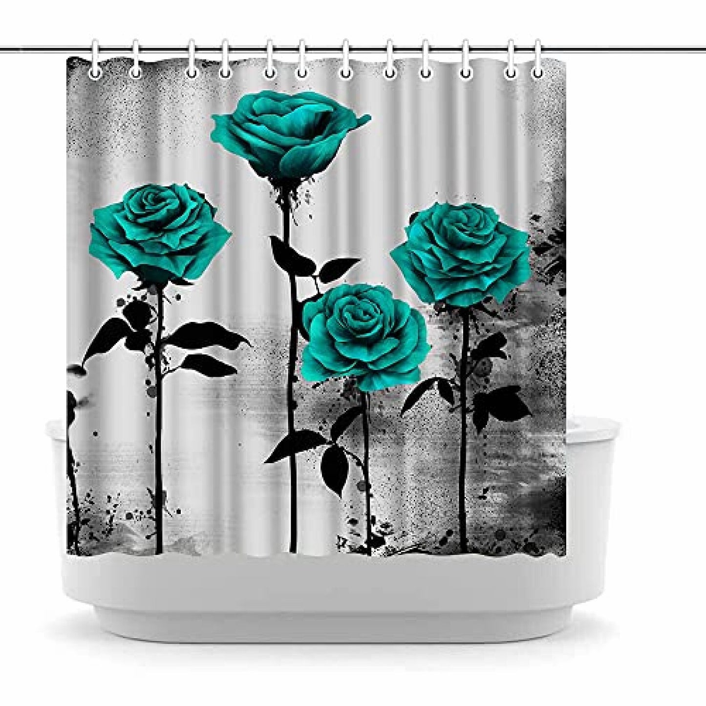 Teal Rose Shower Curtain 72x72 Inches