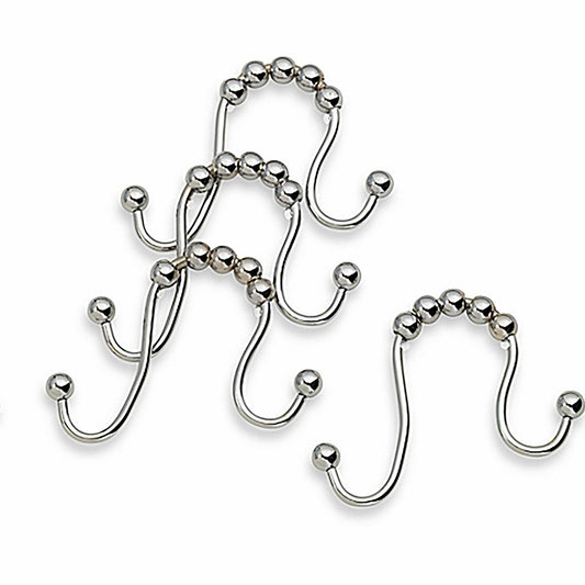 12 Pack Chrome Double Shower Curtain Hooks