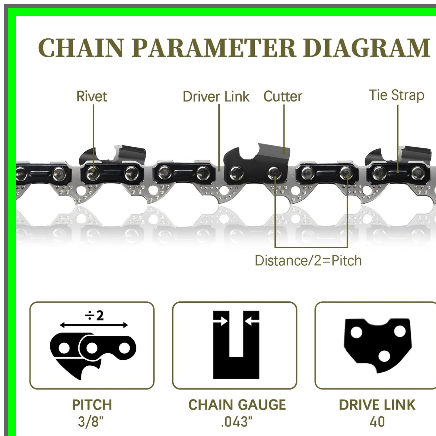 Milwaukee 10 Inch Pole Saw Chain R40 for Black Decker Ryobi Worx 3/8 LP
