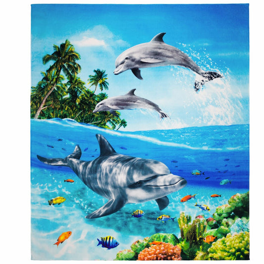 Dolphins Beach Blanket 54x68 inch Cotton Towel