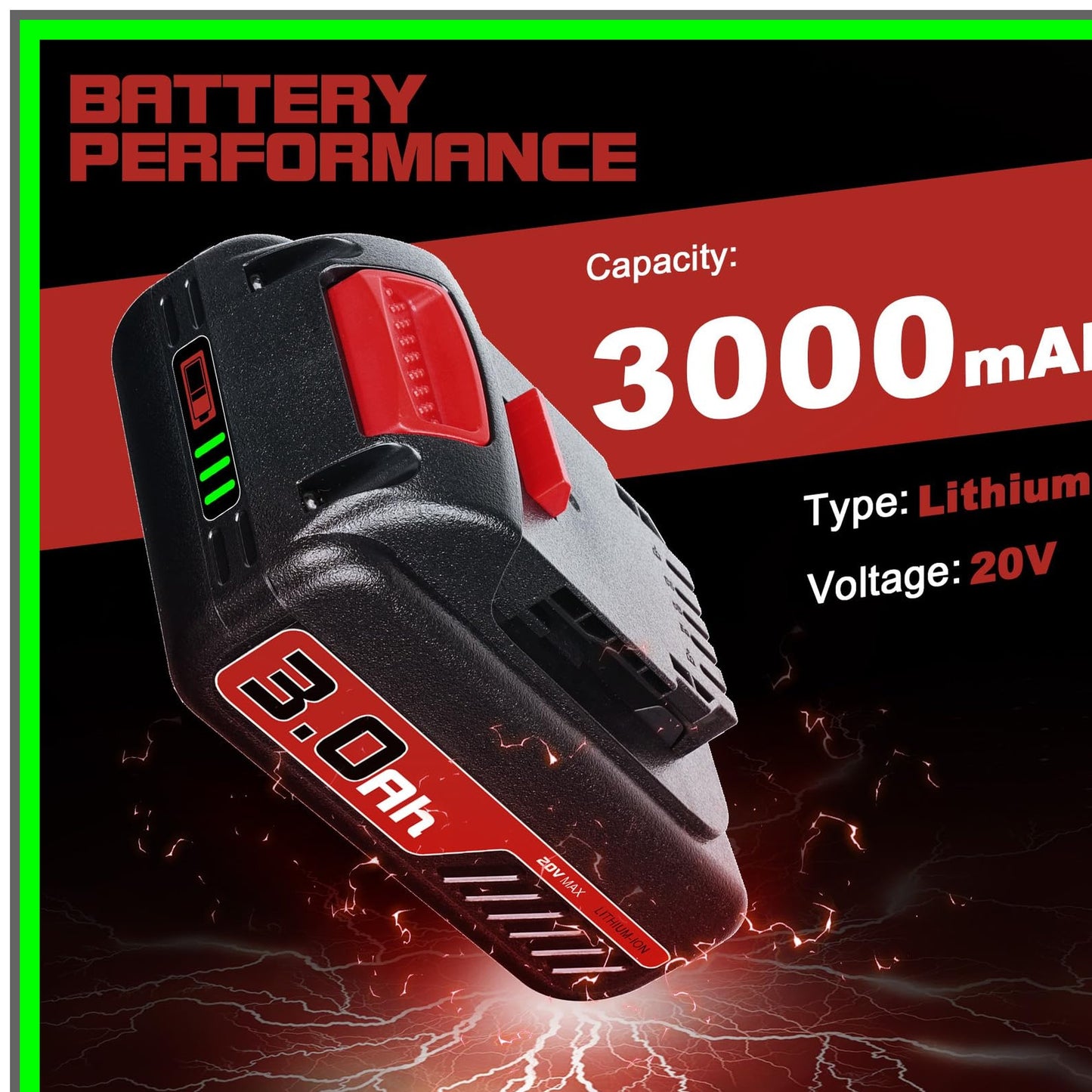 Dual 3.0Ah 20V Battery Replacement for DCB206 DCB207 DCB204 Power Tools