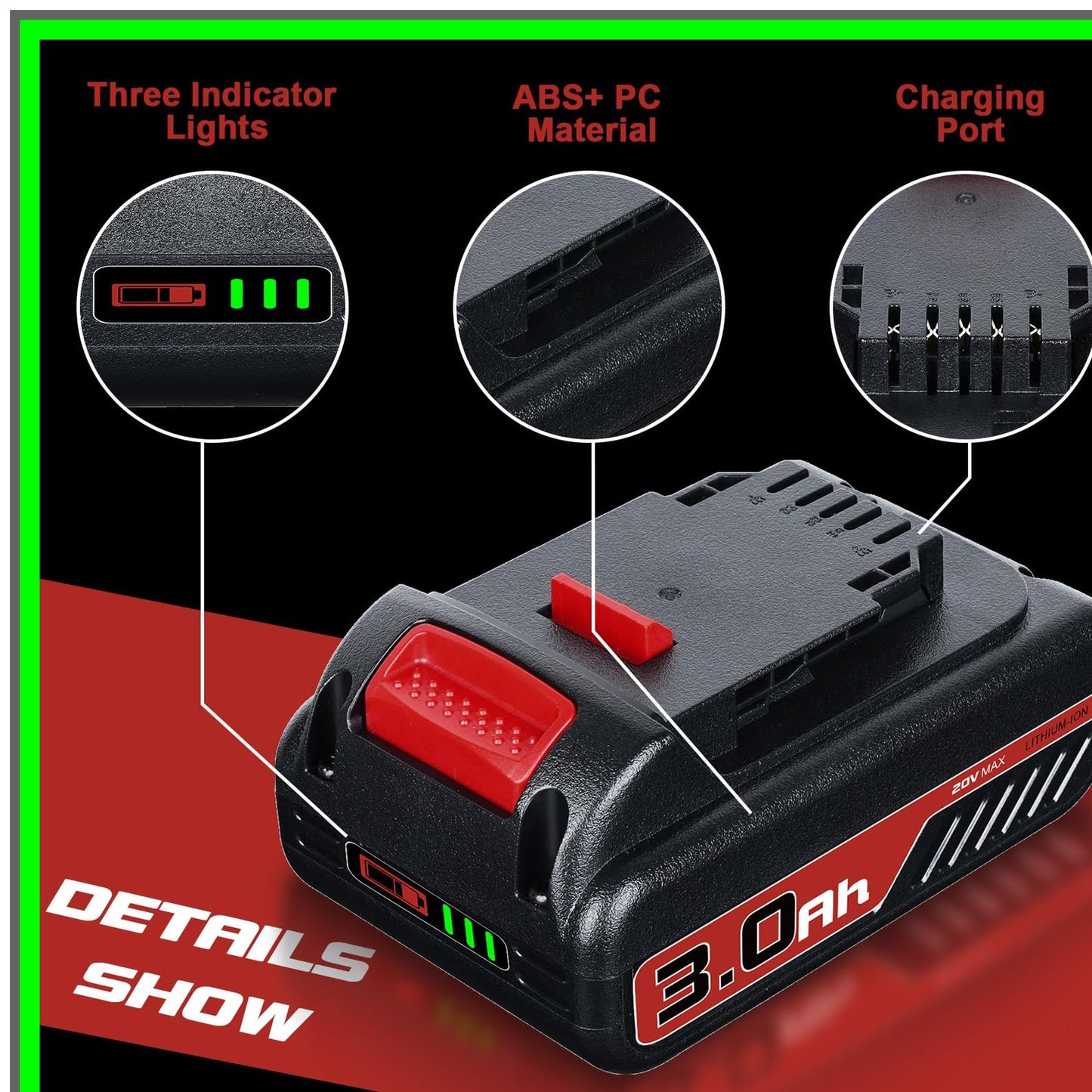 Dual 3.0Ah 20V Battery Replacement for DCB206 DCB207 DCB204 Power Tools