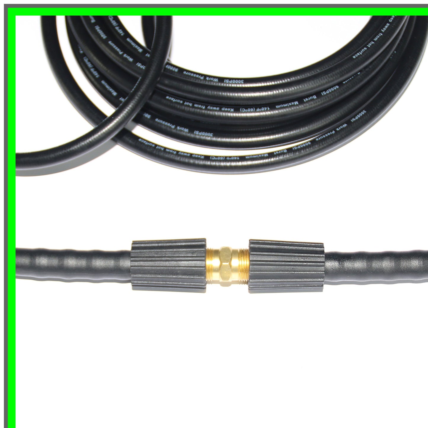 High Pressure 50FT Anti-Kink Washer Hose with Adapter for 3000PSI Systems