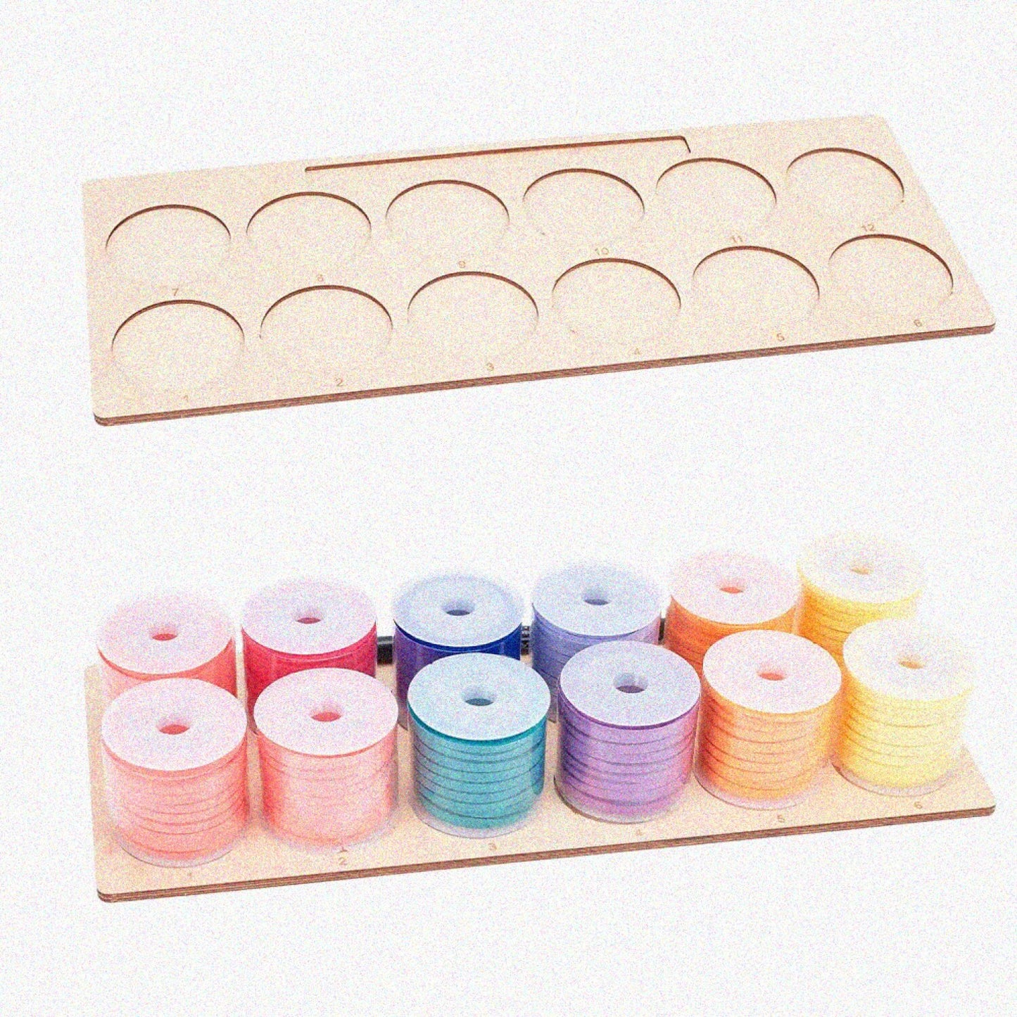 2pcs Wooden Thread Spool Organizer 12 Slots