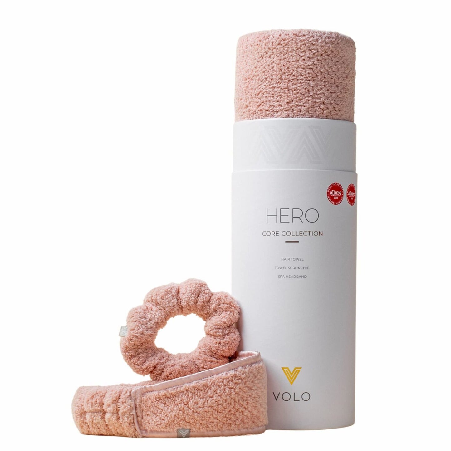 Cloud Pink Microfiber Hair Towel Spa Headband Scrunchie Set