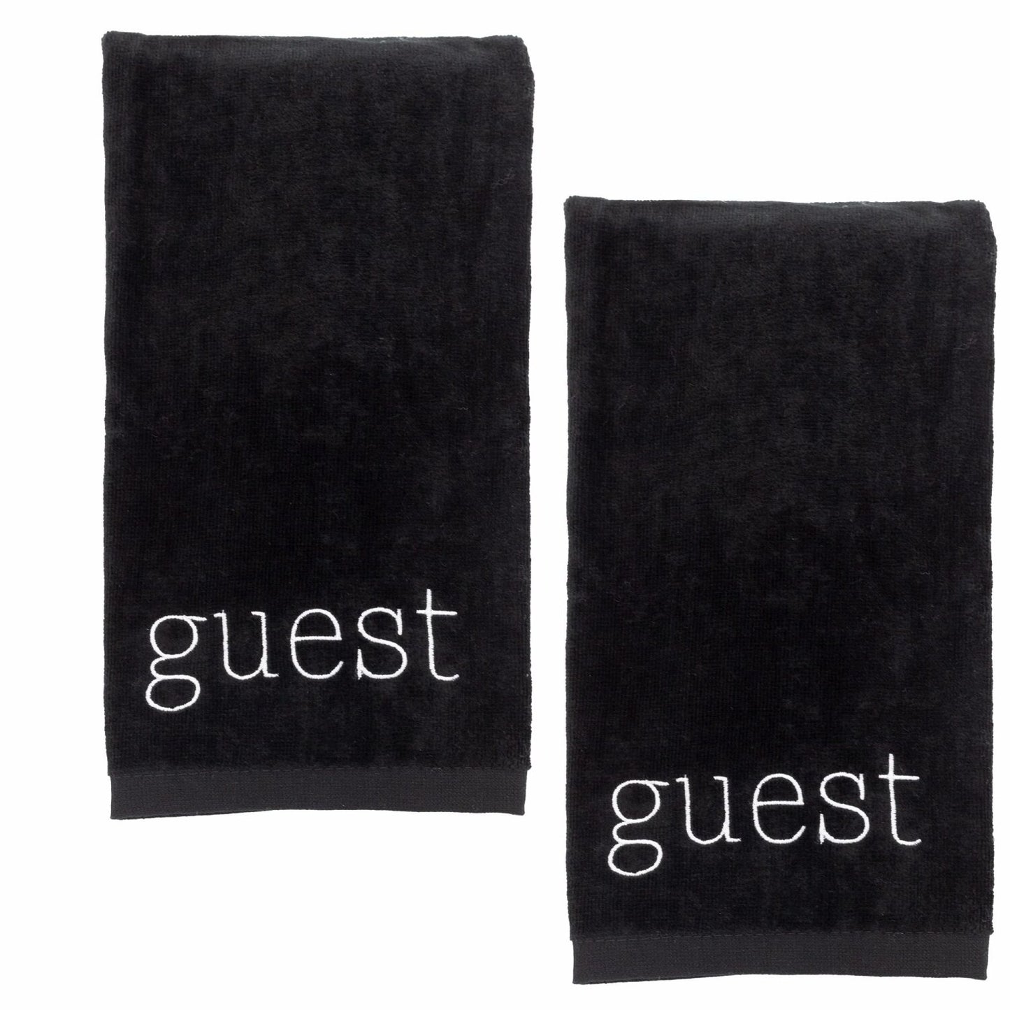 Guest Towels Set of 2 Black 24x15 inches
