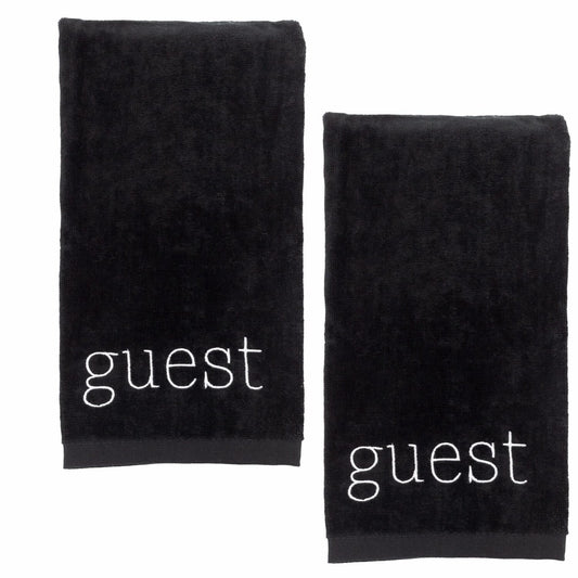Guest Towels Set of 2 Black 24x15 inches