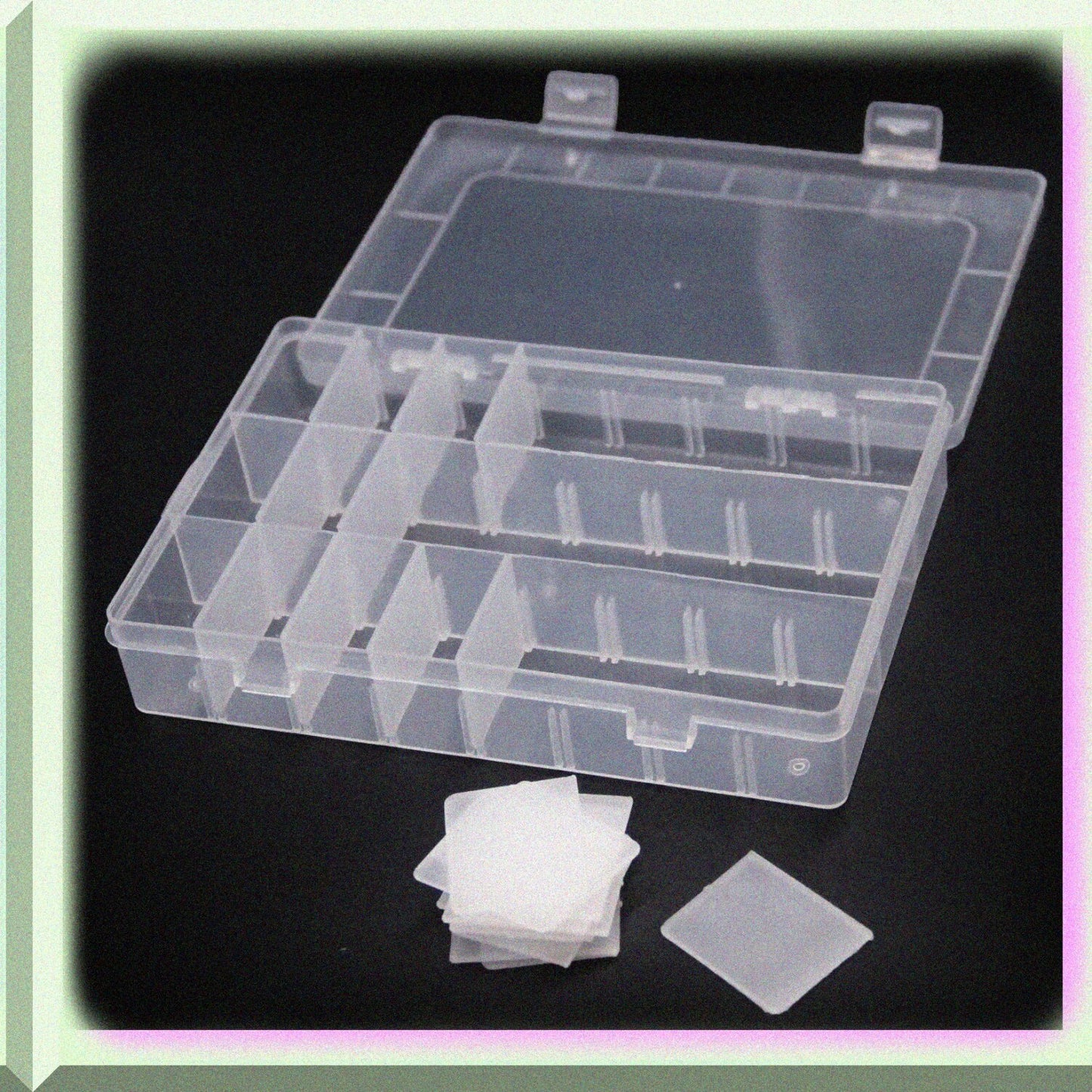 4PCS Clear White Plastic Organizer Boxes with 24 Compartments