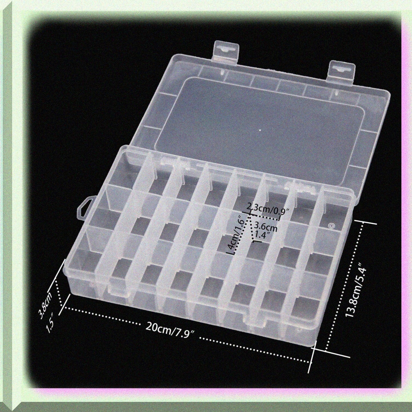 4PCS Clear White Plastic Organizer Boxes with 24 Compartments