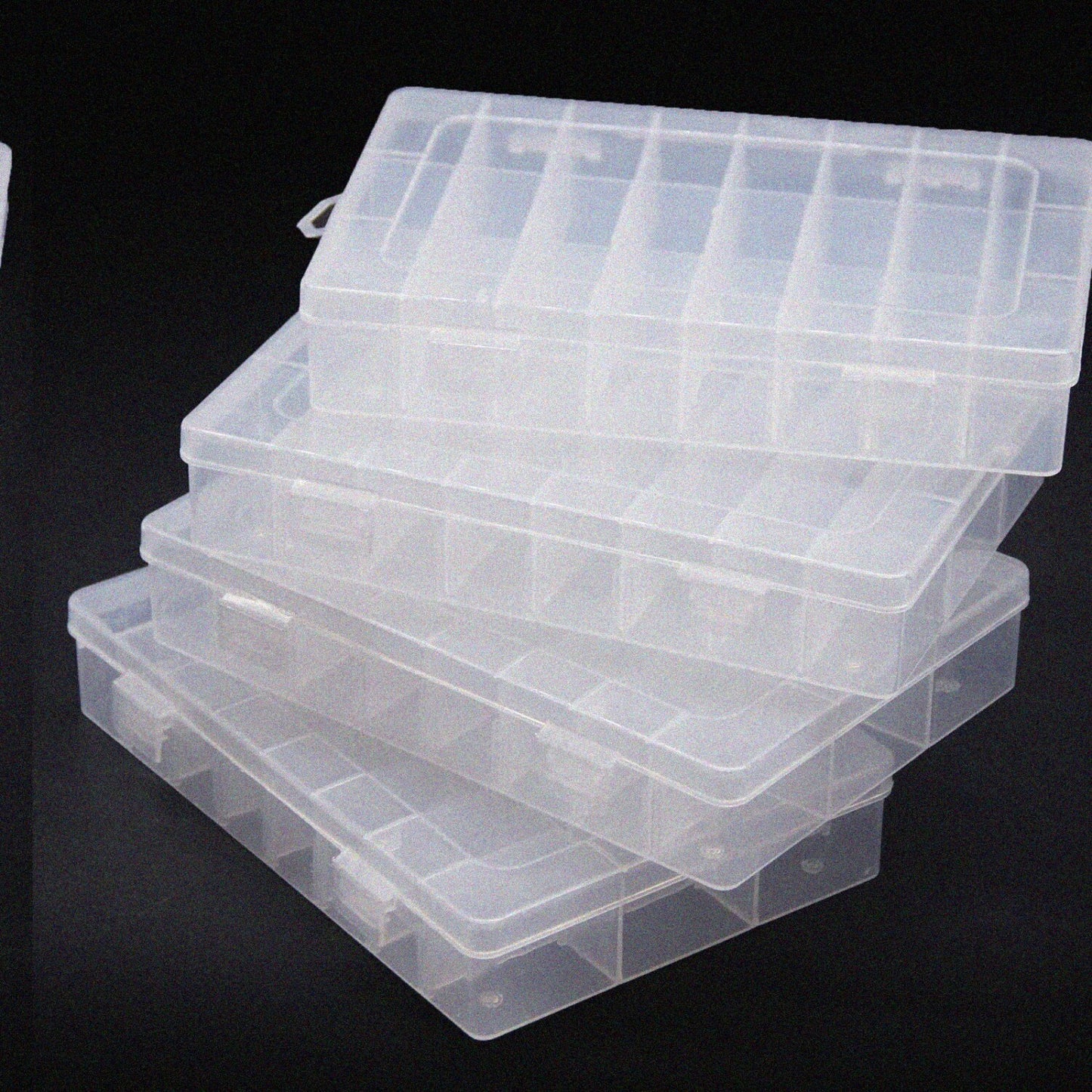 4PCS Clear White Plastic Organizer Boxes with 24 Compartments