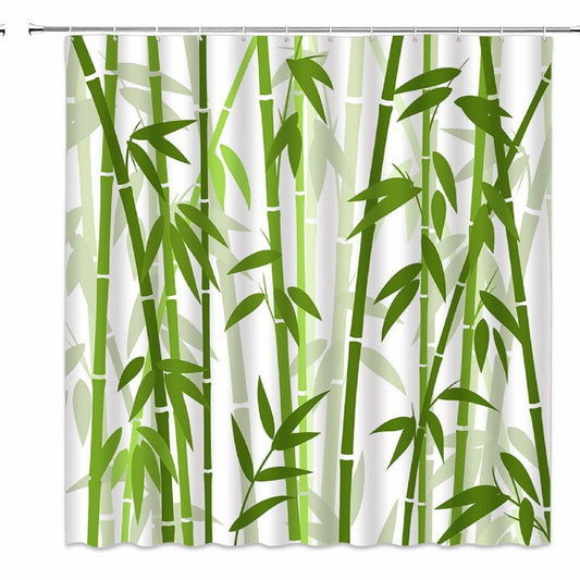 Bamboo Shower Curtain Green 70"x70" with Hooks