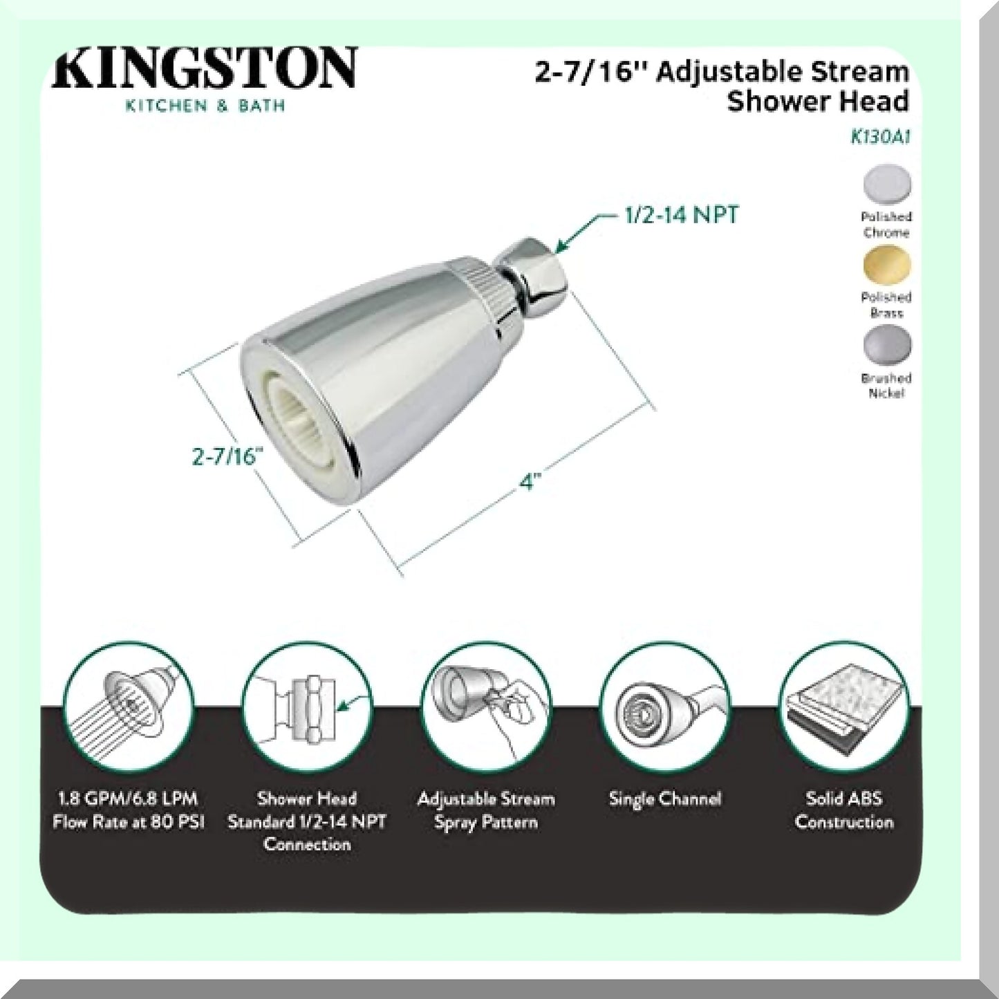 1-3/4-Inch Polished Chrome Shower Head