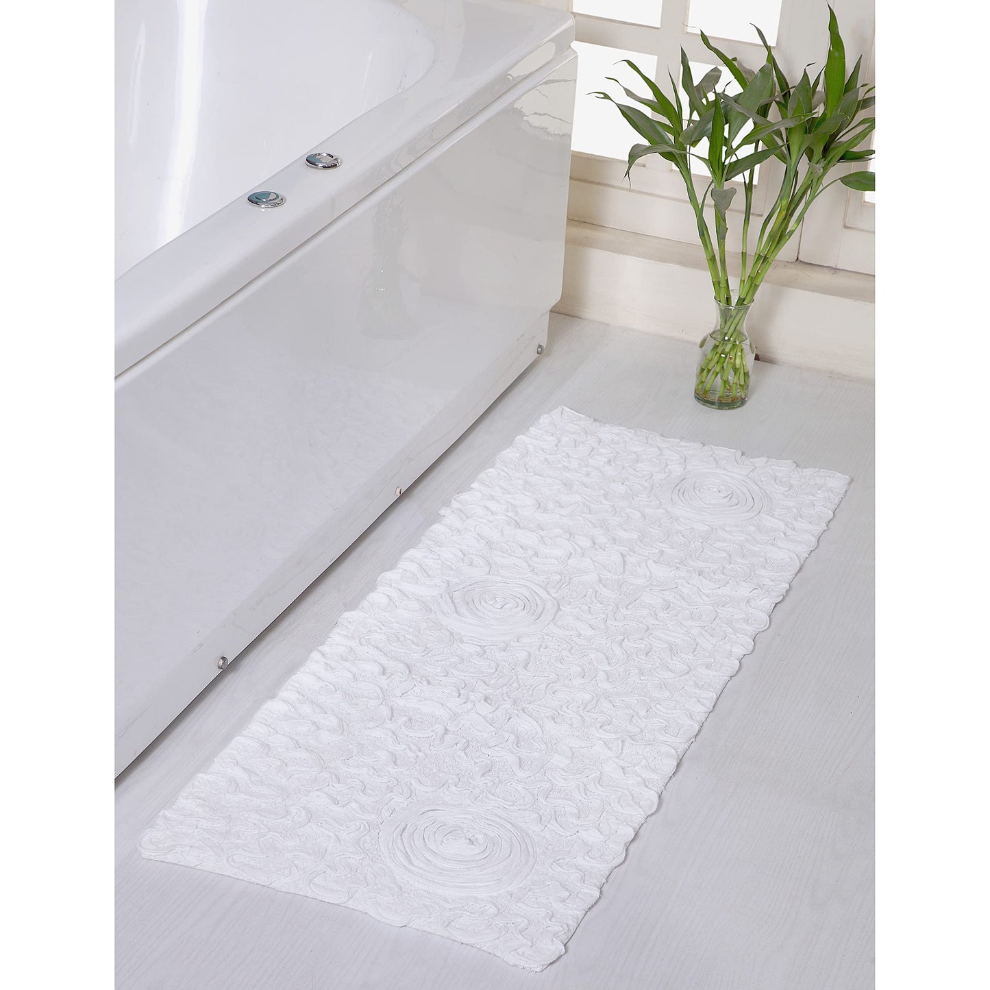 21"x54" Cotton Tufted Bath Rug Runner White