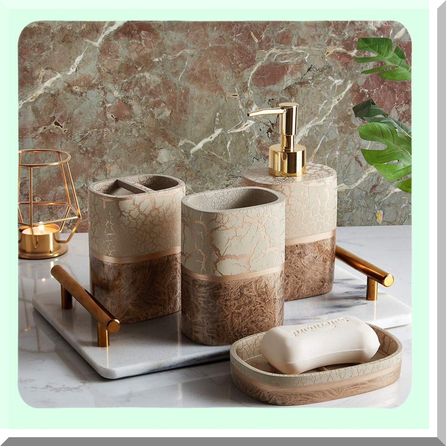 4-Piece Bath Accessories Set with Soap Dispenser, Holder, Tumbler, Soap Dish