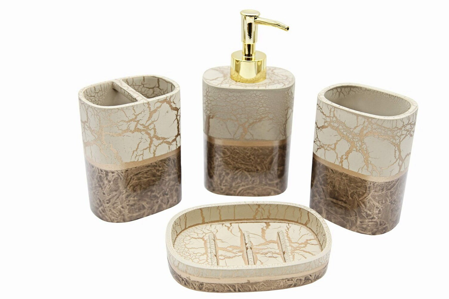 4-Piece Bath Accessories Set with Soap Dispenser, Holder, Tumbler, Soap Dish