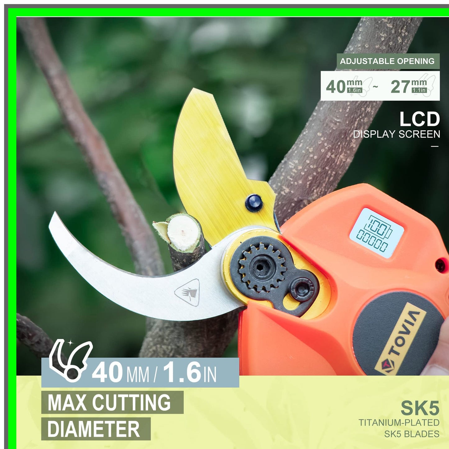 Cordless Electric Pruning Shears with SK5 High Carbon Steel Blade