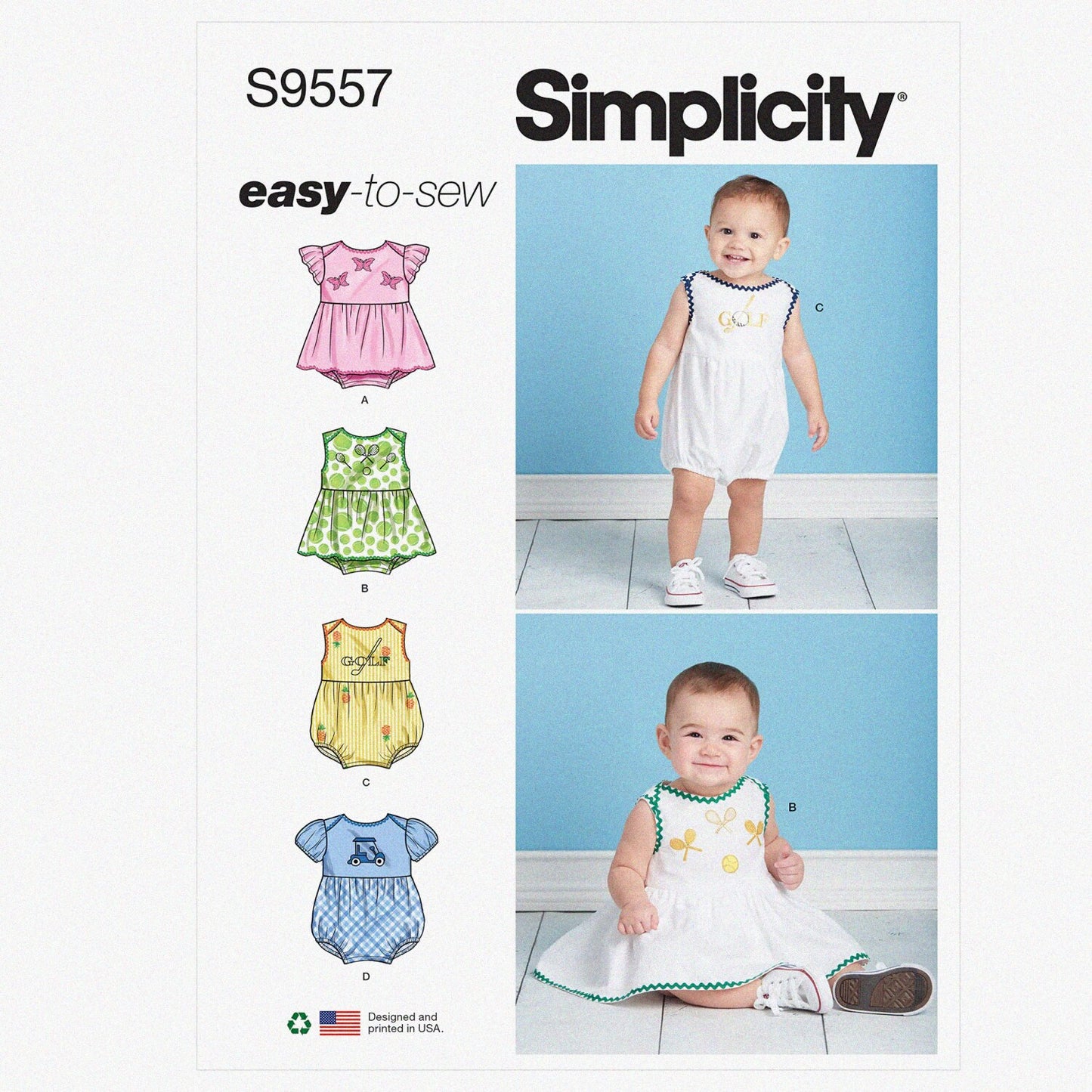 Baby Romper Sewing Pattern Kit Multicolor Sizes XXS-XS-S-M-L
