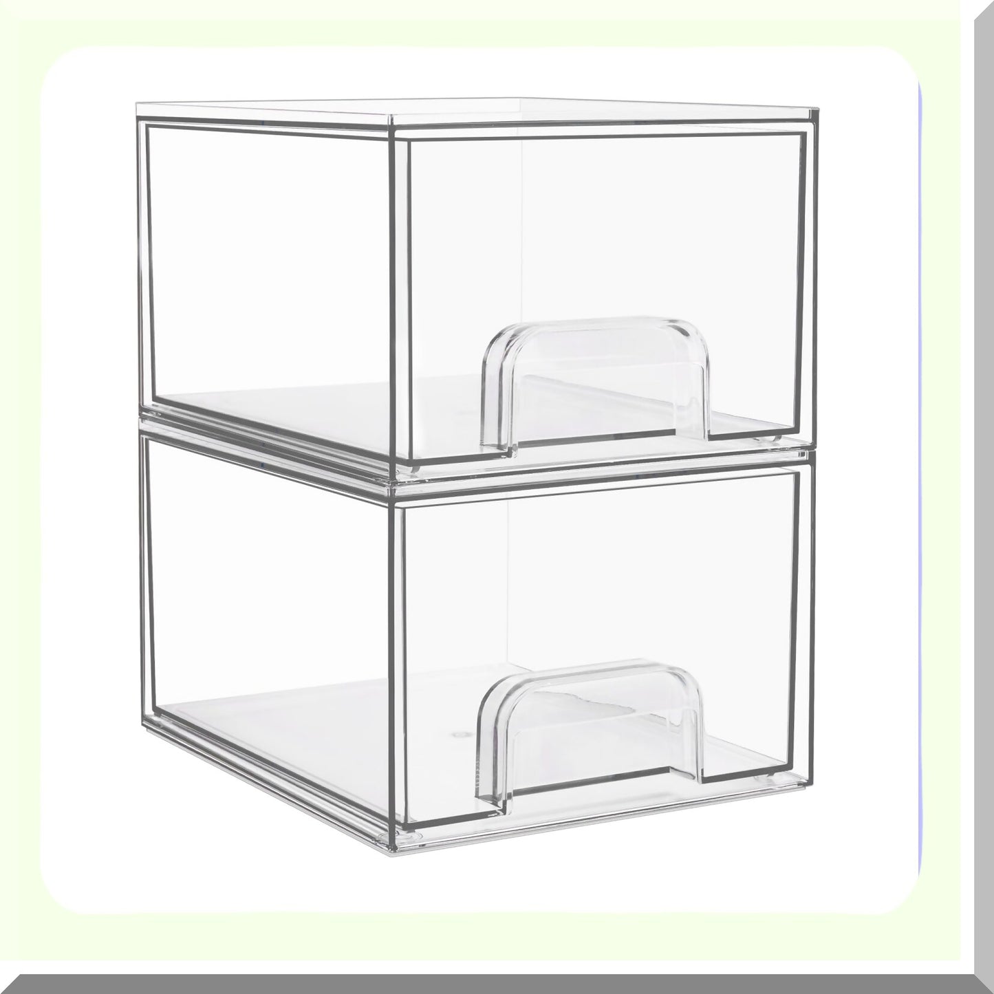 2 Pack Clear Acrylic Makeup Organizer Drawers