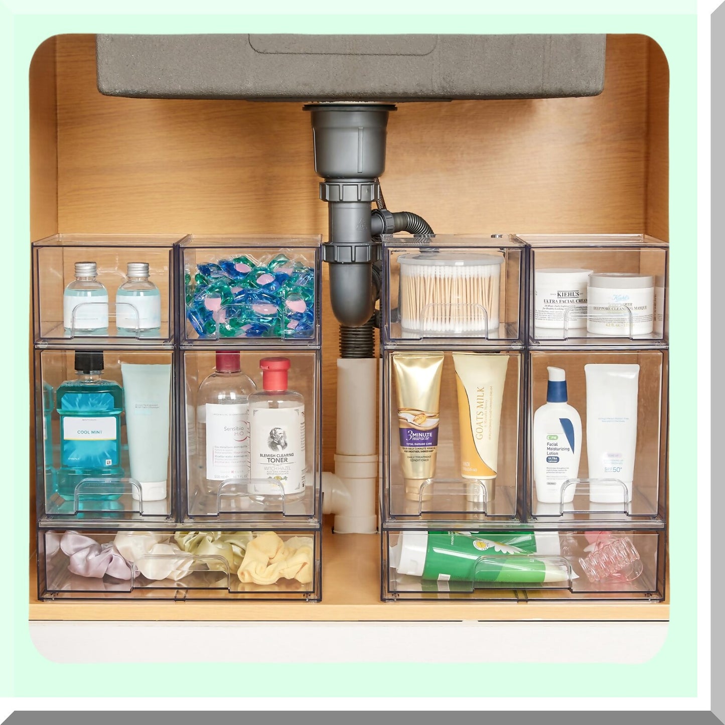 2 Pack Clear Acrylic Makeup Organizer Drawers