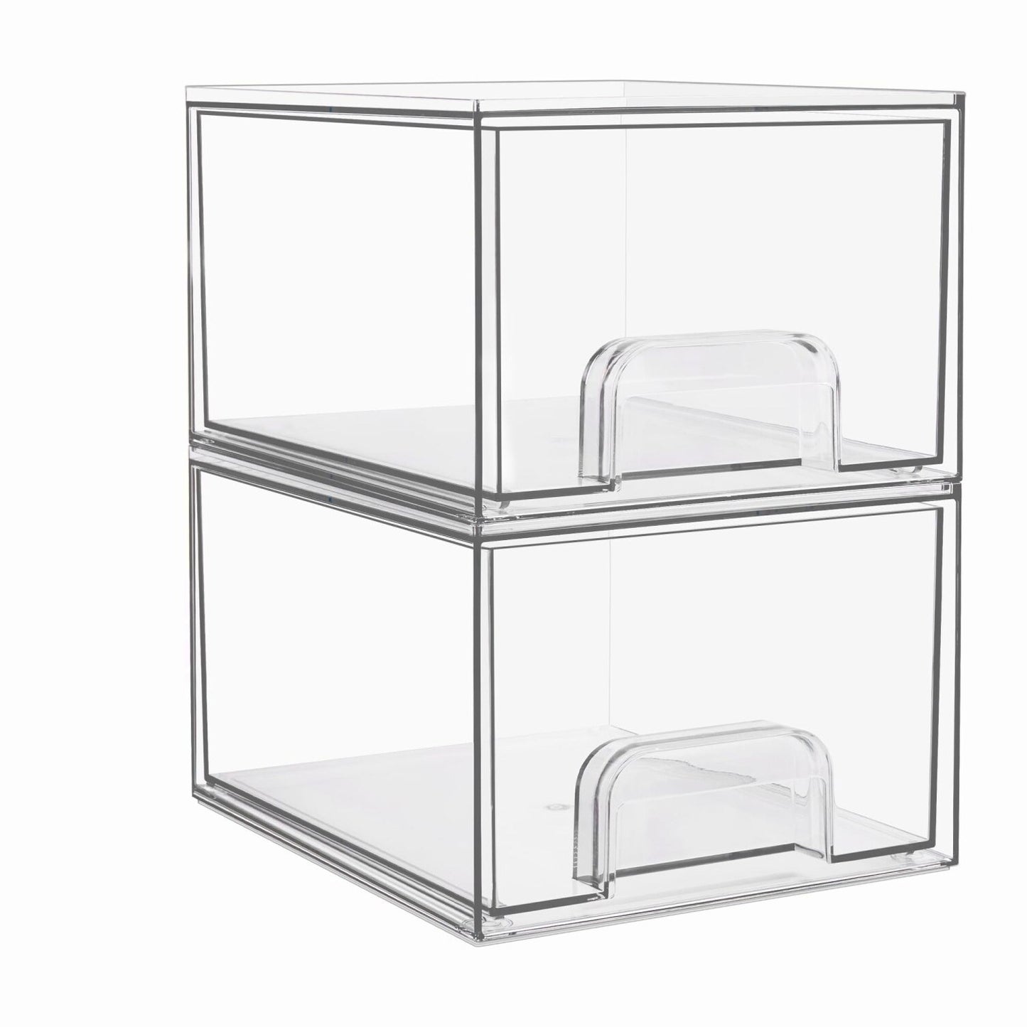 2 Pack Clear Acrylic Makeup Organizer Drawers