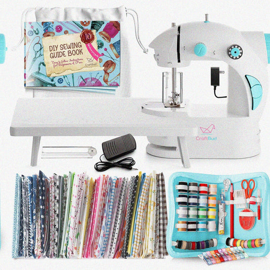 Mini Sewing Machine Kit with Fabric and Accessories