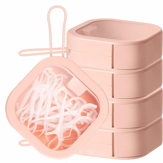 4pcs Pink Hair Tie Organizer and Qtip Holder