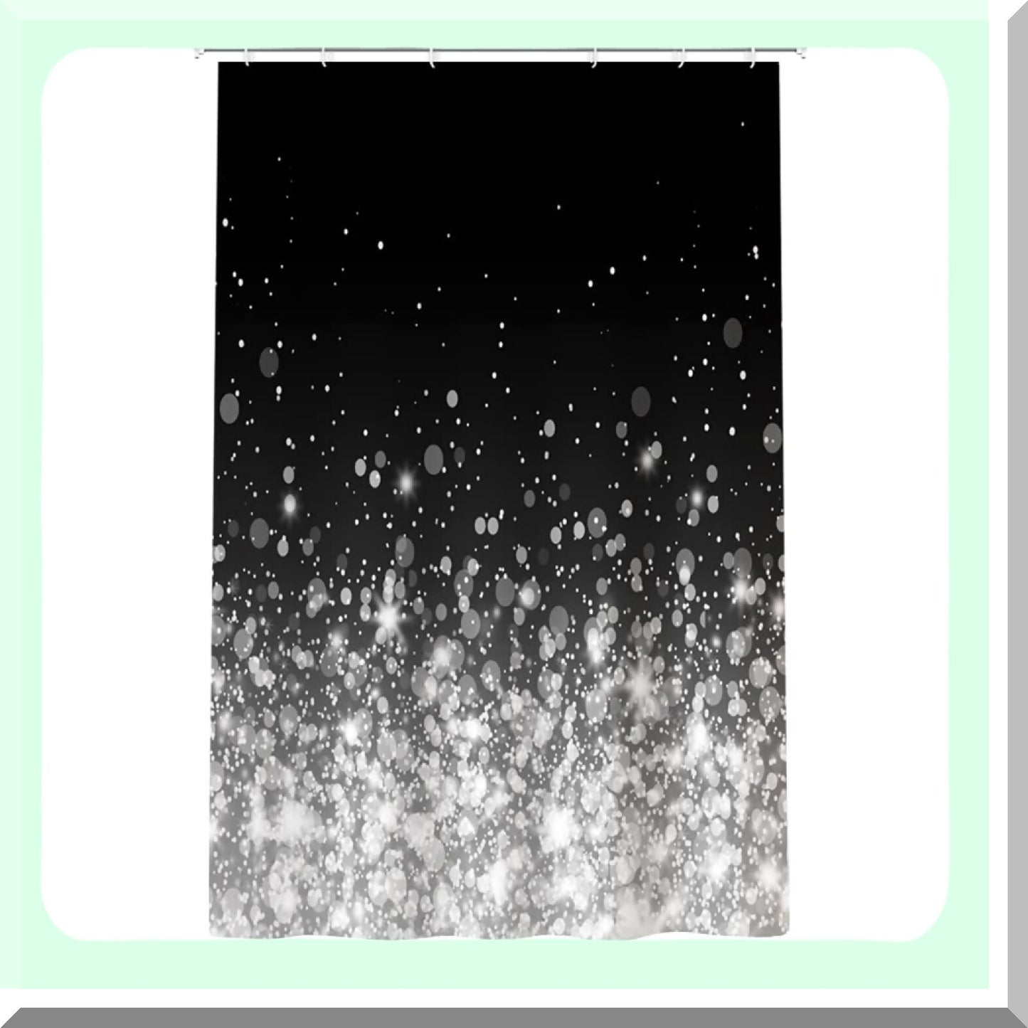 48x72inch Sparkly Dots Shower Curtain Black White Waterproof Fabric