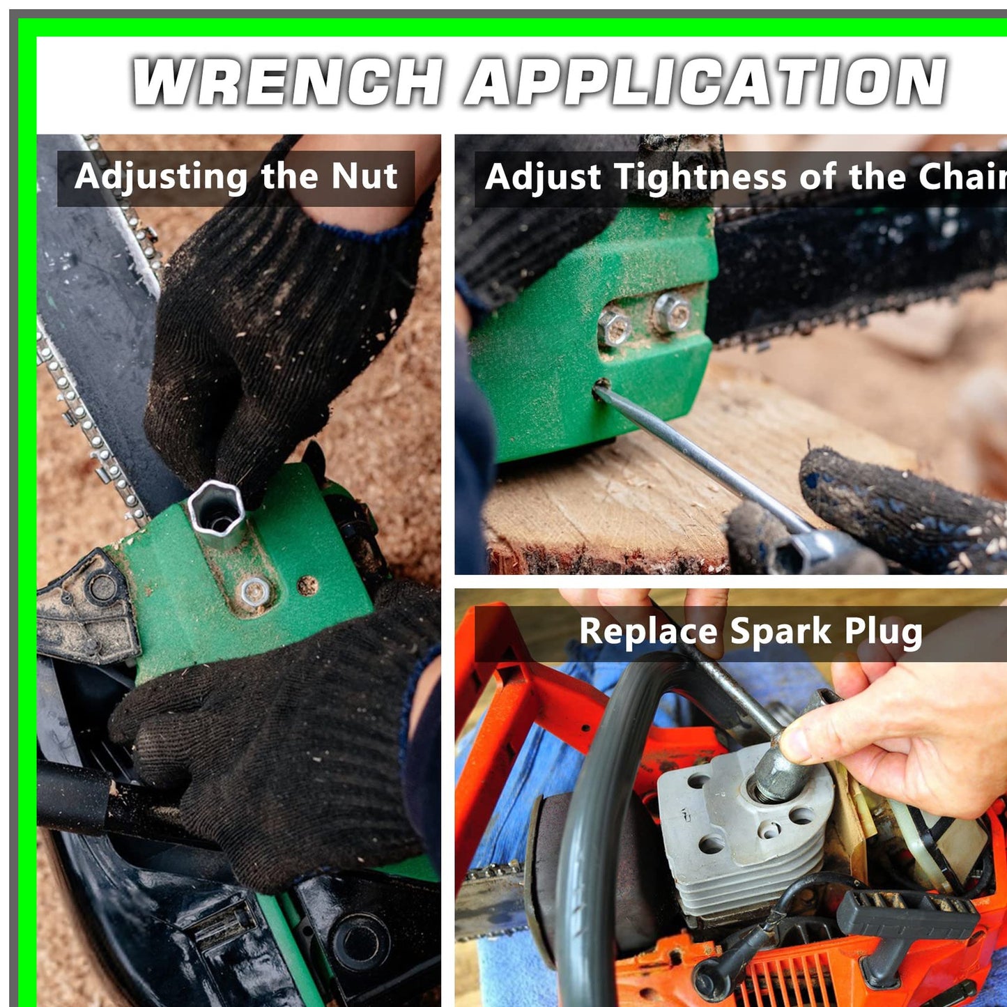 3-Pack Spark Plugs with Chainsaw Scrench Wrench for Small Engines