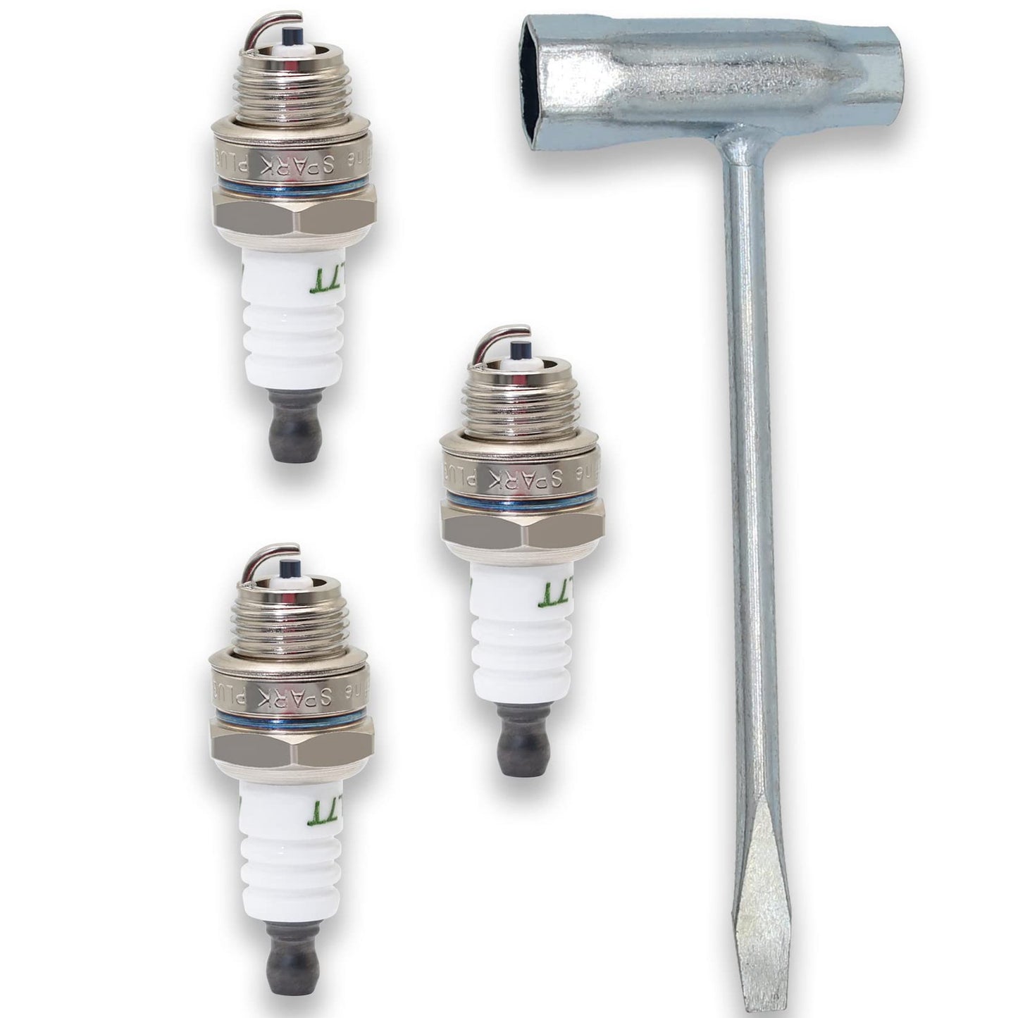 3-Pack Spark Plugs with Chainsaw Scrench Wrench for Small Engines