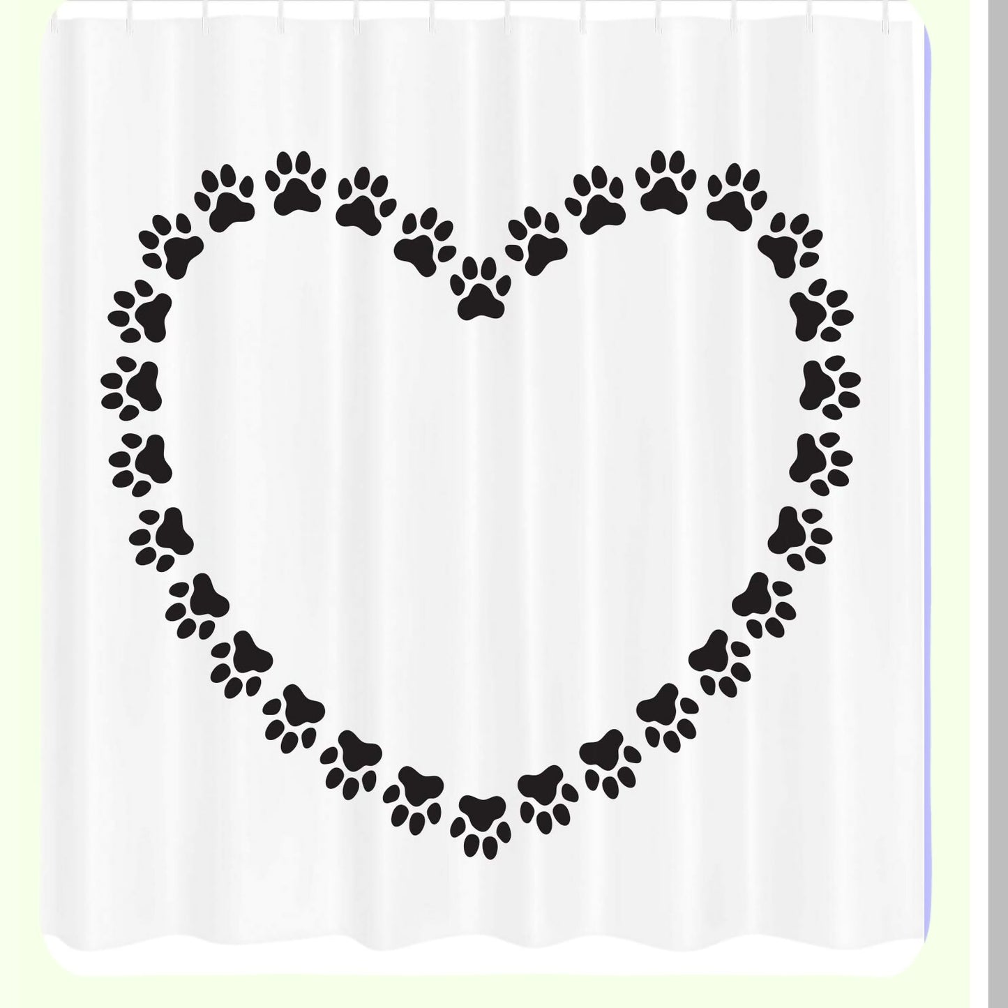 Paw Print Shower Curtain 69x70 Inches White Grey