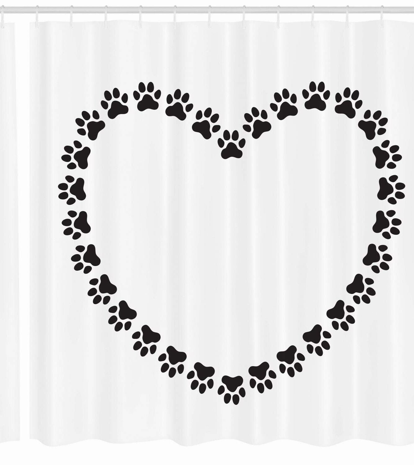 Paw Print Shower Curtain 69x70 Inches White Grey