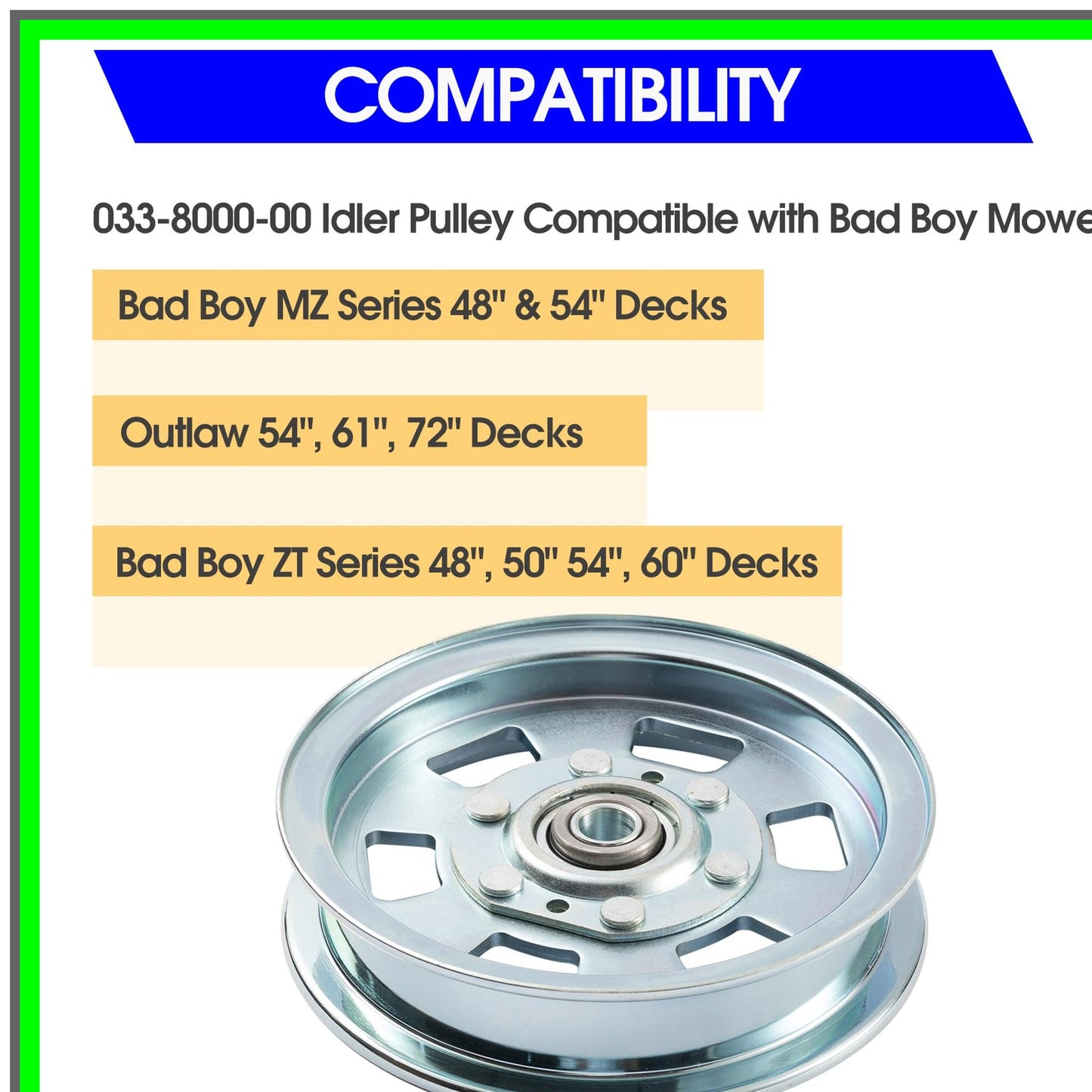 Lawn Mower Idler Pulley Replacement for Bad Boy MZ ZT Outlaw Decks