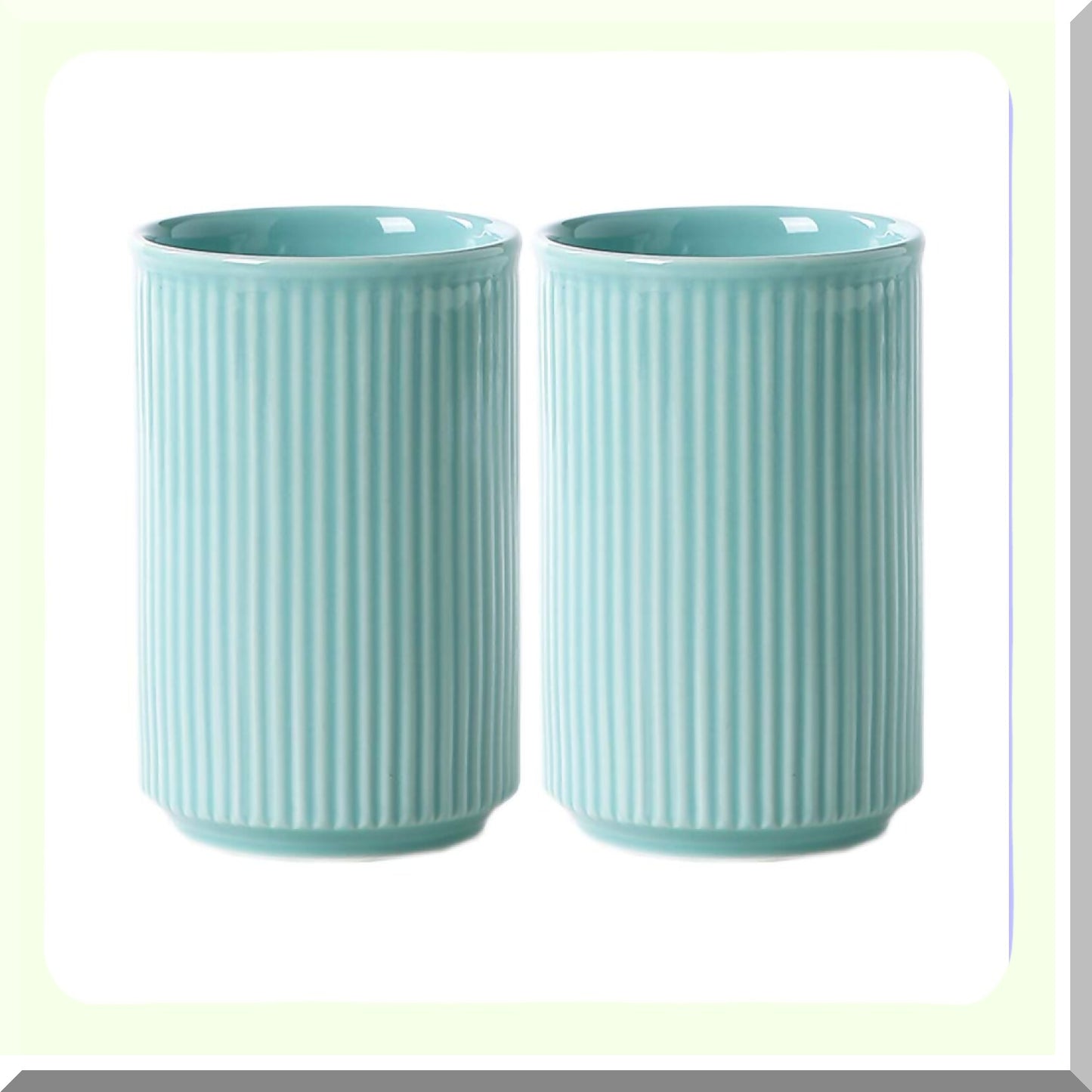 2pcs Vertical Stripes Porcelain Tumbler Cup
