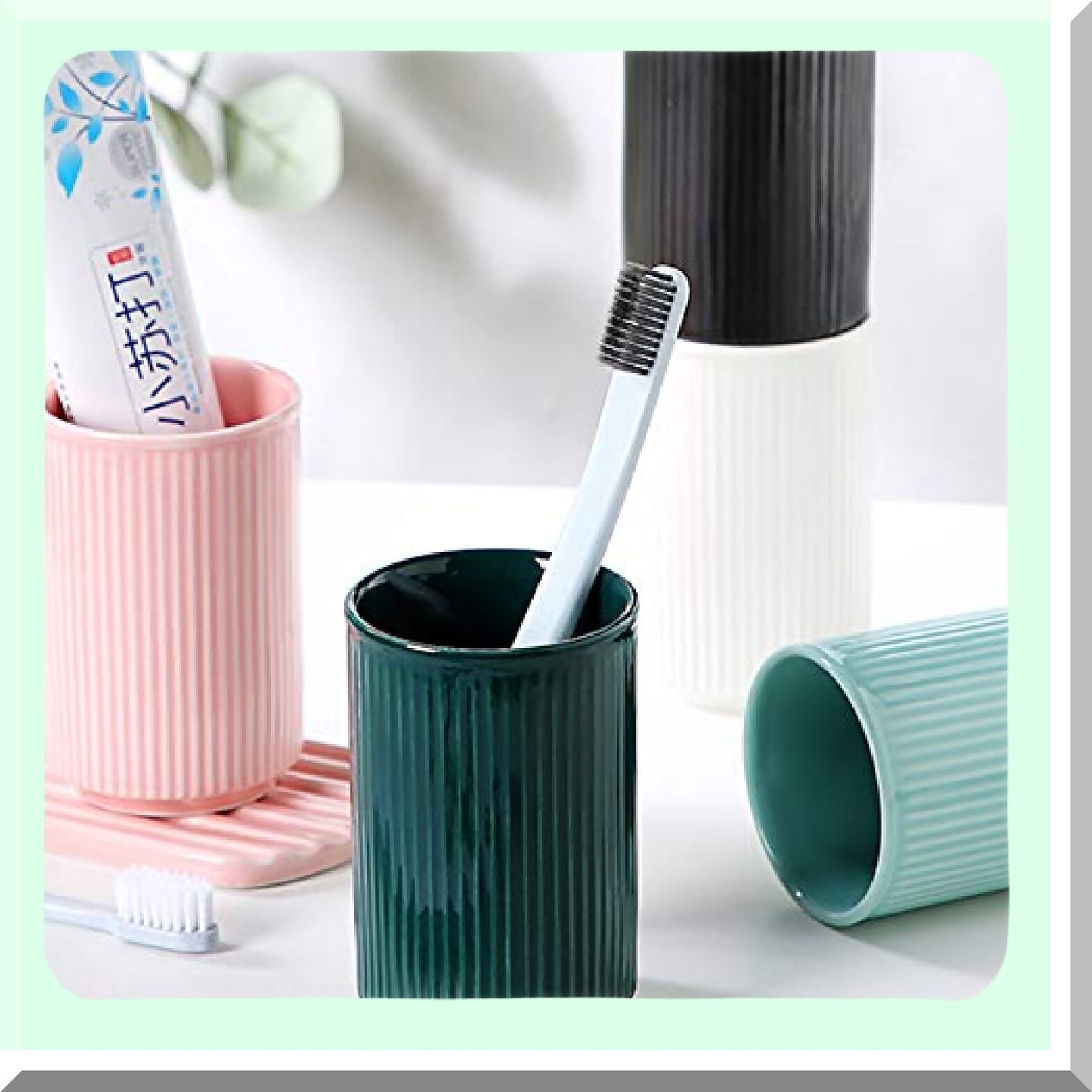 2pcs Vertical Stripes Porcelain Tumbler Cup